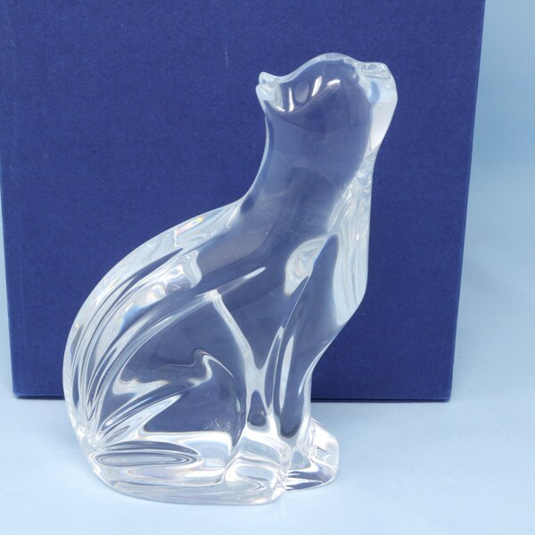 VERY NICE 5" Waterford crystal Cat Looking Up, NO Box, sitting cat figurine, crystal cat decor, Waterford cat, collectible cat lover gift