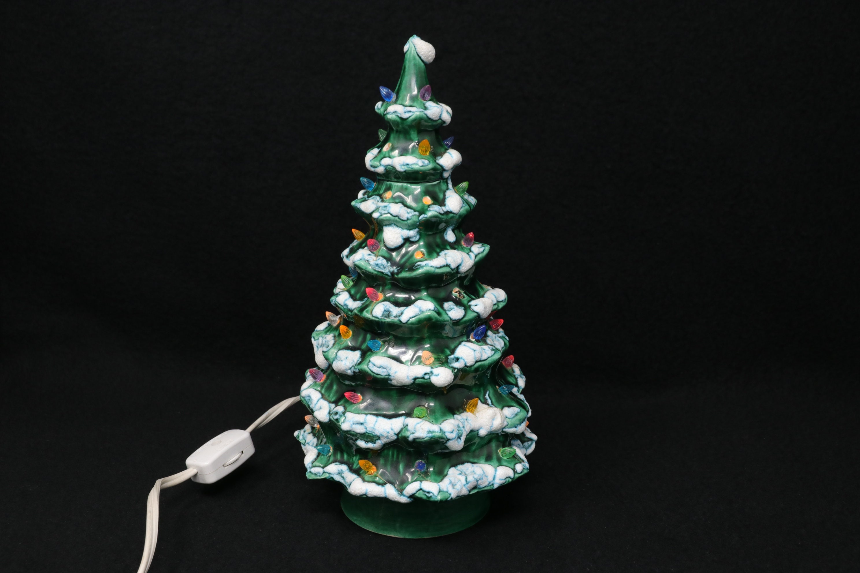 9 tall ceramic Christmas Tree with lights base light Etsy