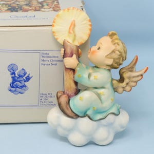 MINT IN BOX Hummel Merry Christmas wall plaque #323, angel with candle, vintage Hummel wall plaque/ wall hanging, Christmas gift, W. Germany