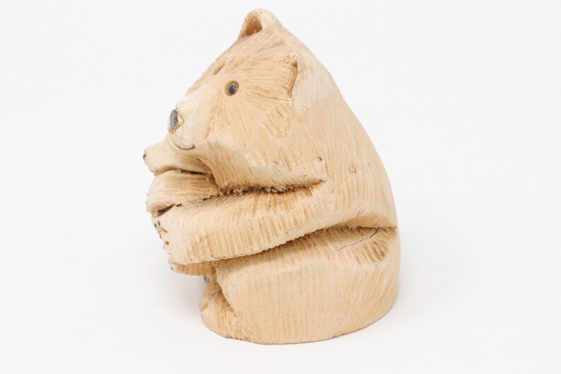 2.75 tall animal sculpture Artesania Rinconada bear with a cub figurine collectible vintage bear hand carved in Uruguay AR clay carving