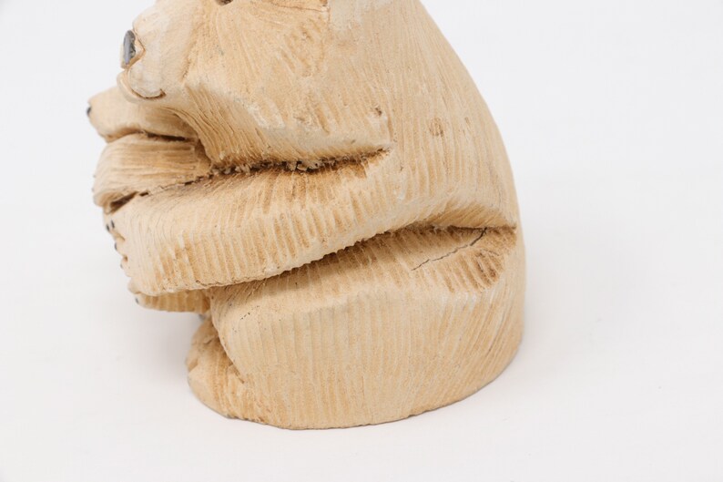 2.75 tall animal sculpture Artesania Rinconada bear with a cub figurine collectible vintage bear hand carved in Uruguay AR clay carving