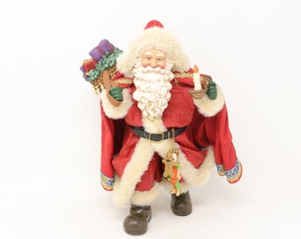 VERY NICE In BOX 10" Clothtique Possible Dreams Santa Claus with a cape and candle, papier mache Santa figure, vintage Christmas decor