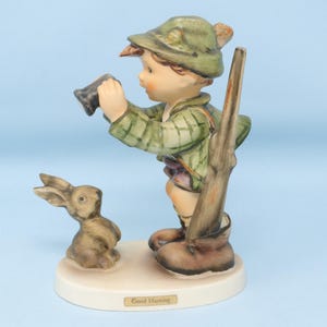 VINTAGE 5 1/4&quot; Hummel figurine, Good Hunting #307, TMK6, vintage Goebel boy figurine, Hummel hunter with a hare/ rabbit, porcelain gift