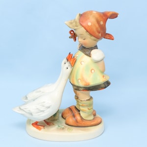 EARLY TMK2 Hummel Goose Girl figurine #47/0, AS IS (very small chip), 5&quot; tall, vintage Goebel porcelain figurine, Hummel girl with geese