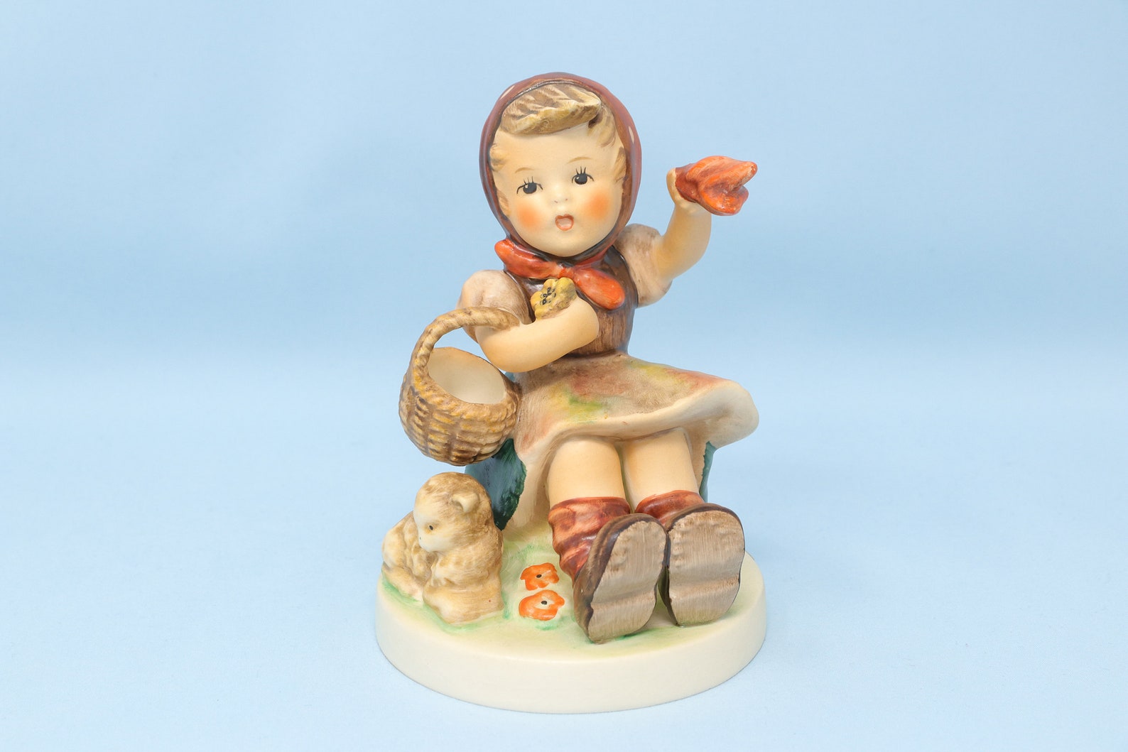 Hummel Farewell figurine #65, girl with a lamb, vintage Hummel figurine, Goebel porcelain figure