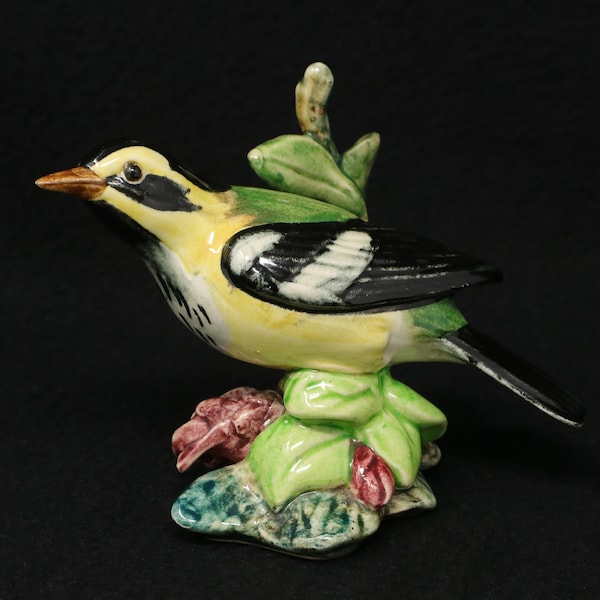 RARE AS IS (2 small chips) 5 1/4" Stangl Pottery Birds figurine #3814, Townsend Warbler, vintage porcelain bird decor, warbler figurine