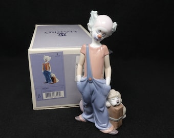Lladro clown MINT IN BOX Destination Big Top #6245, 8" tall retired Lladro figurine, porcelain circus clown with a puppy, Lladro gift