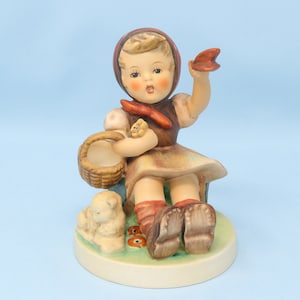 MINT Hummel Farewell figurine #65, TMK5, 4.5" tall, vintage Goebel porcelain figurine, Hummel 65, girl with a lamb, Hummel gift