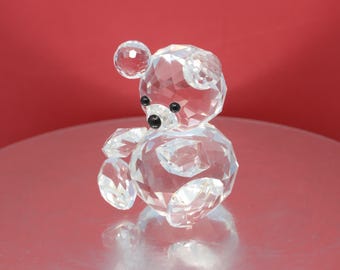 SWAROVSKI ZOO Large Crystal Teddy Bear Figurine With Black