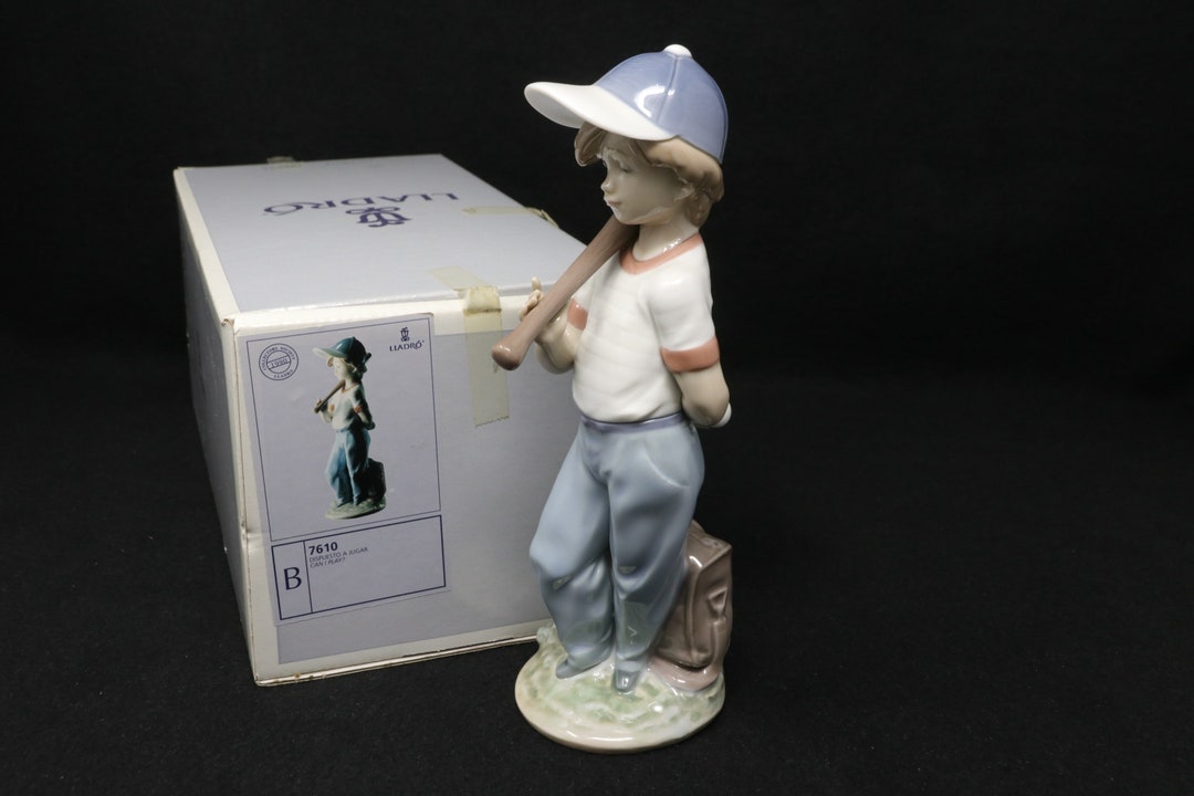 MINT in BOX 8 Lladro Figurine 7610, Can I Play, Boy With Baseball Bat