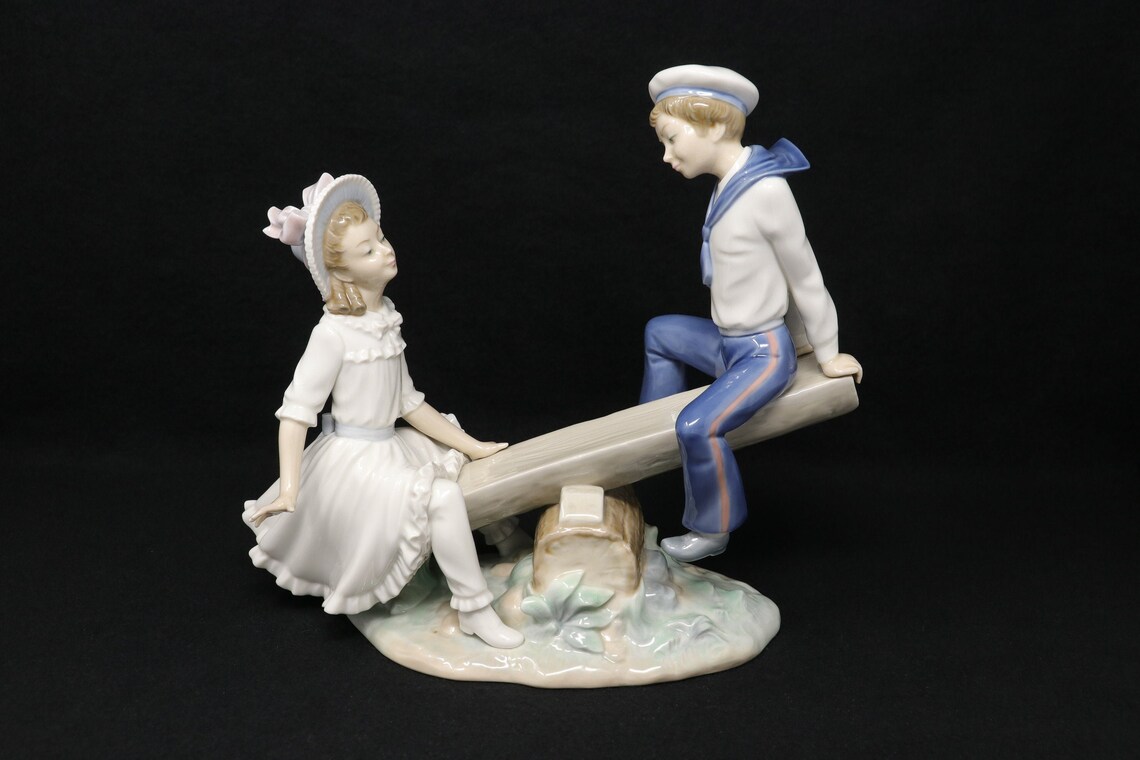 RARE AS IS old repair Lladro Seesaw figurine 1255 girl Etsy