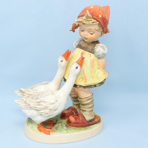VERY NICE Large 7.5&quot; Hummel Goose Girl figurine #47/II, TMK6, vintage Goebel porcelain, Hummel girl with geese figurine