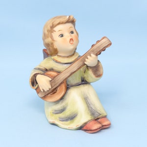 VERY NICE Hummel angel figurine Sounds of the Mandolin #438, 3.5&quot; tall, TMK6 from the 1980s, vintage Goebel porcelain, musical Hummel gift