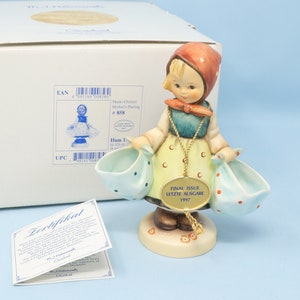 MINT IN BOX Hummel figurine Mother&#39;s Darling #175, 5.5&quot; tall, TMK7, Hummel girl carrying sacks/ bags, porcelain Goebel figurine, Hummel gift