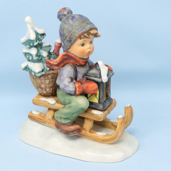 VERY NICE Hummel figurine Ride Into Christmas #396, 5 3/4" tall, TMK6, Goebel figurine, Hummel boy on sled, Christmas decor, vintage gift