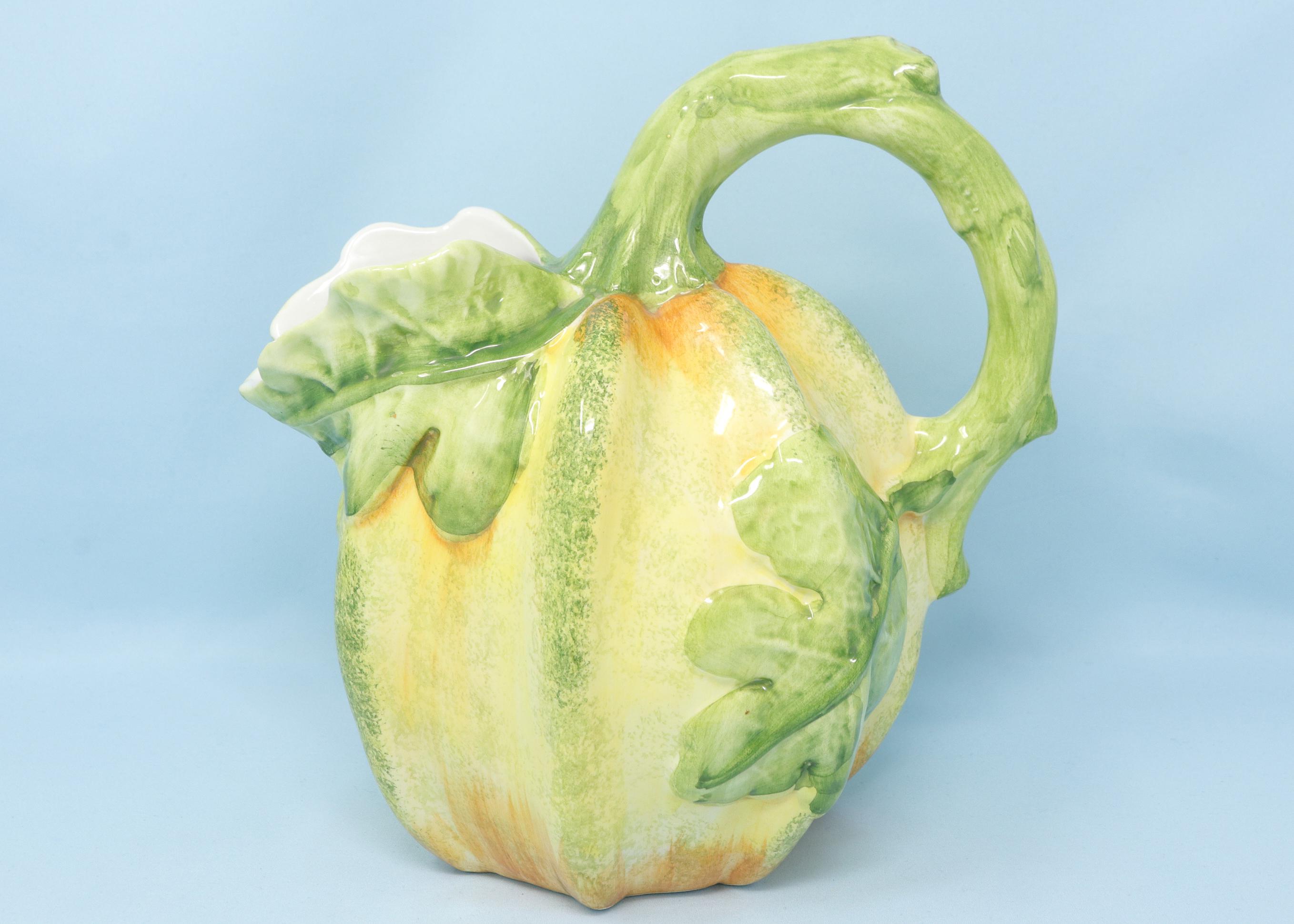 VINTAGE (read) Vietri Pumpkin/ Squash/ Melon Pitcher, Large