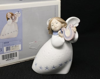 置物 Lladro Angel With Accordion MINT IN BOX Lladro Little Angel With Lyre #6528, 5