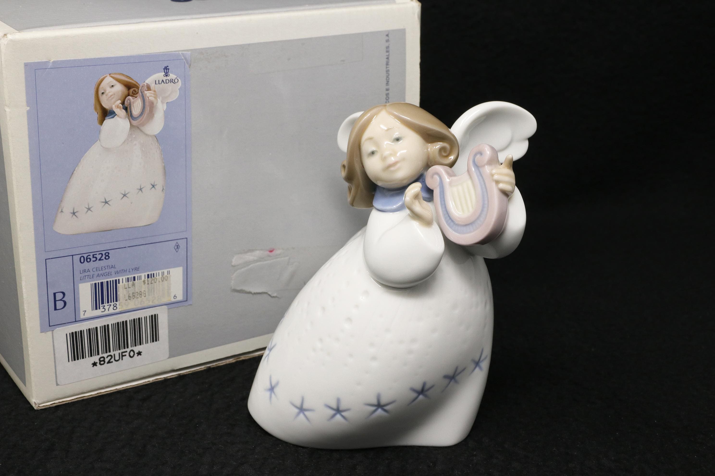 置物 Lladro Angel With Accordion MINT IN BOX Lladro Little Angel With Lyre #6528, 5