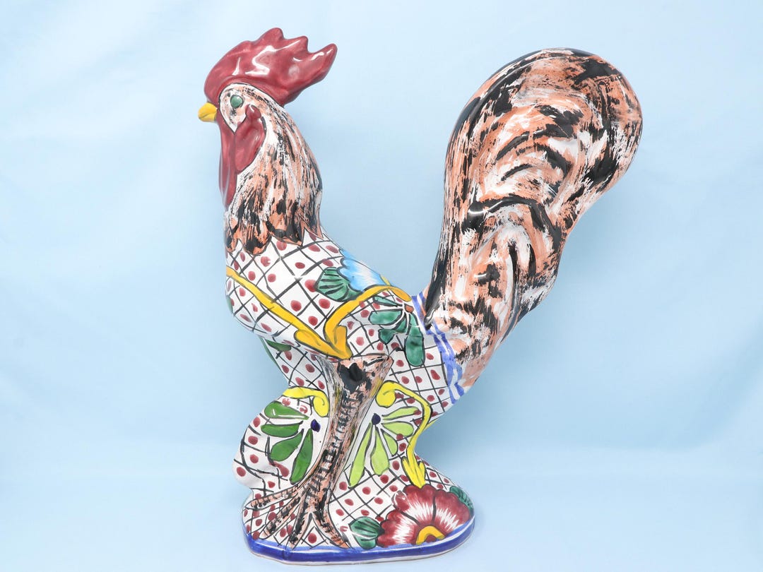 NEAR MINT 14" La Maceta Telavera Rooster Figurine, Hand Painted in ...