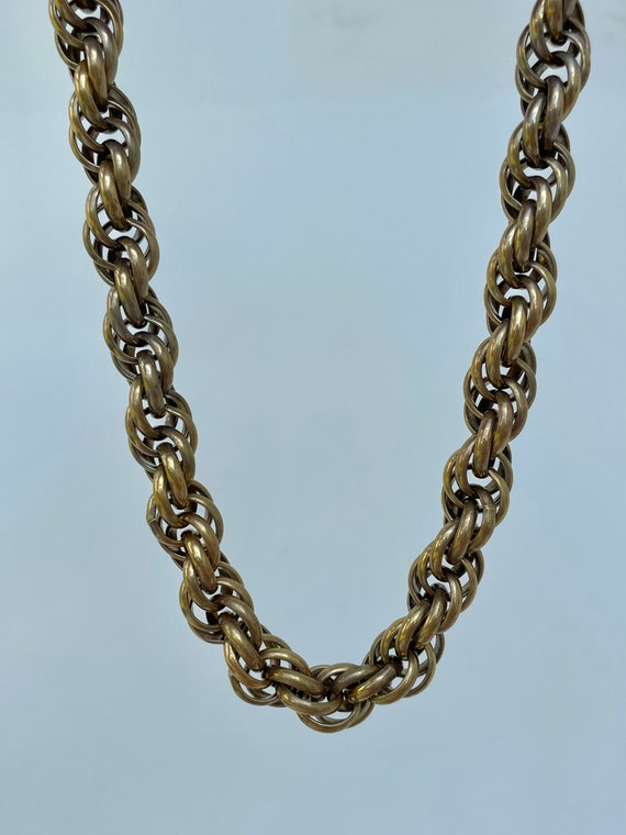 Antique Victorian Thick Chunky Yellow Metal Rope … - image 1