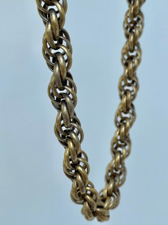 Antique Victorian Thick Chunky Yellow Metal Rope … - image 4