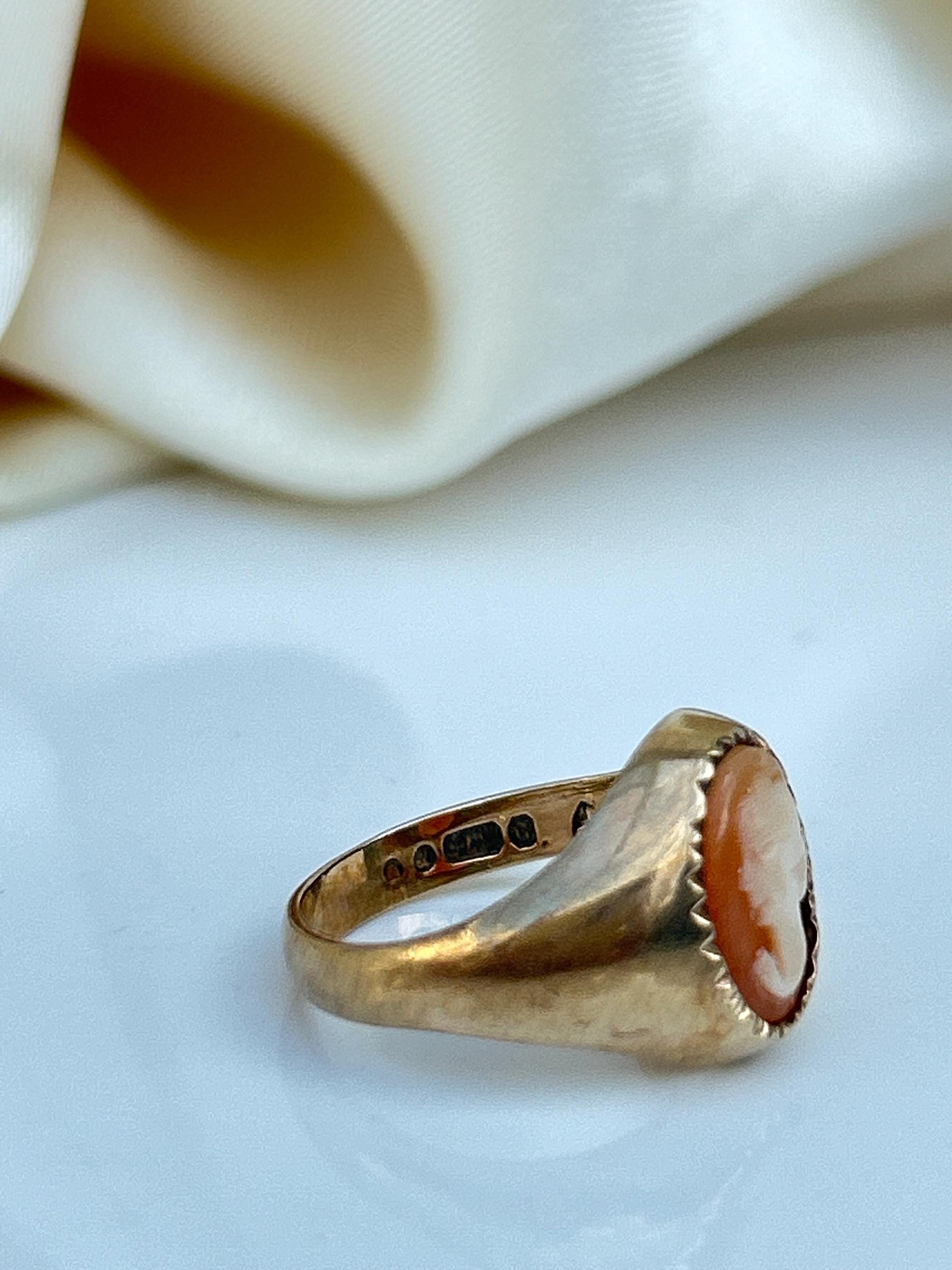 ヴィンテージ 9カラット ゴールド カメオ シグネット リング - Etsy 日本