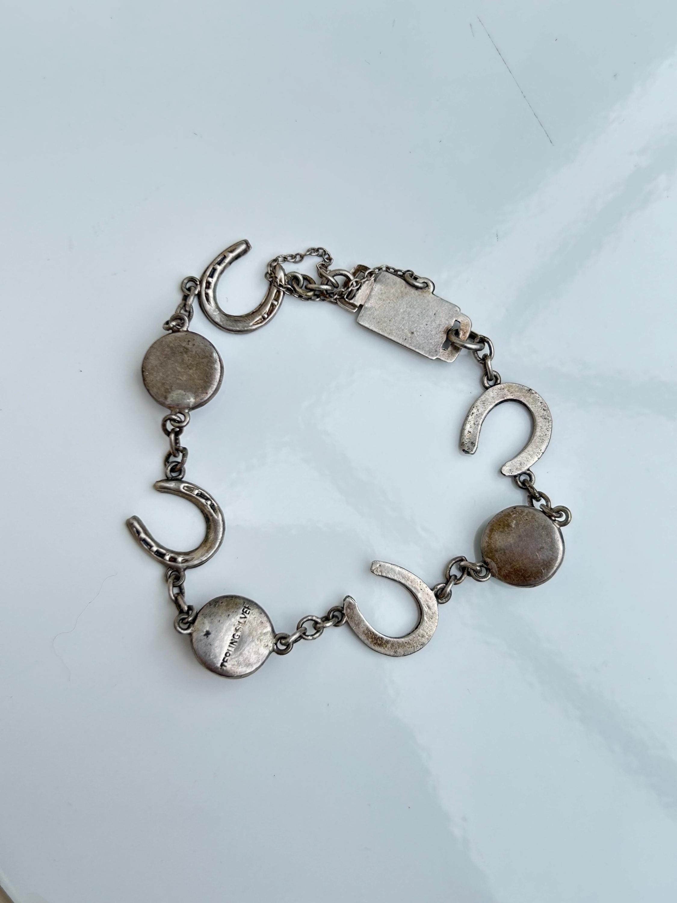 ブレスレット BLENDOFF Vintage Silver Horse Shoe Bracelet Surgical Steel Vintage Silver Stone Set Horseshoe Bracelet - Etsy