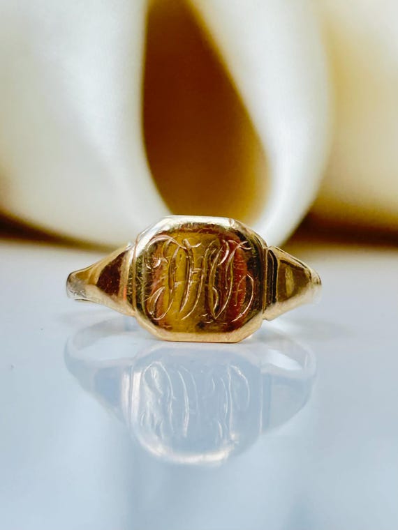 Vintage 9ct Gold Monogram Signet Ring - Etsy
