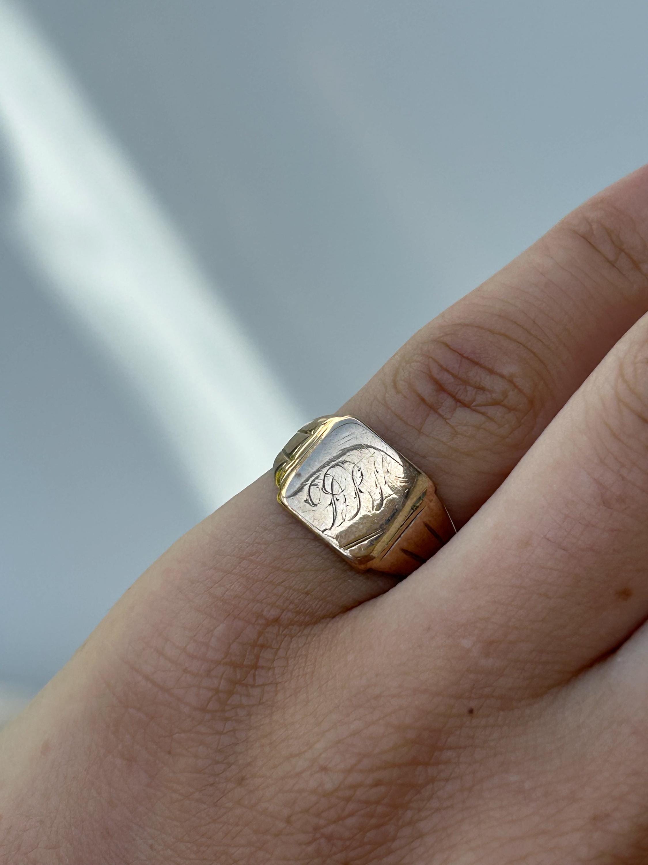 Vintage 9ct Gold Signet Ring - Etsy