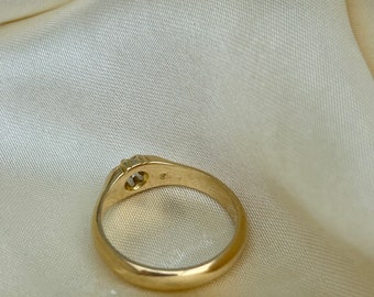 Bague Antique En Or Jaune 18 Carats - Style Belcher Avec Diamant - Taille U 1/2 - Occasion