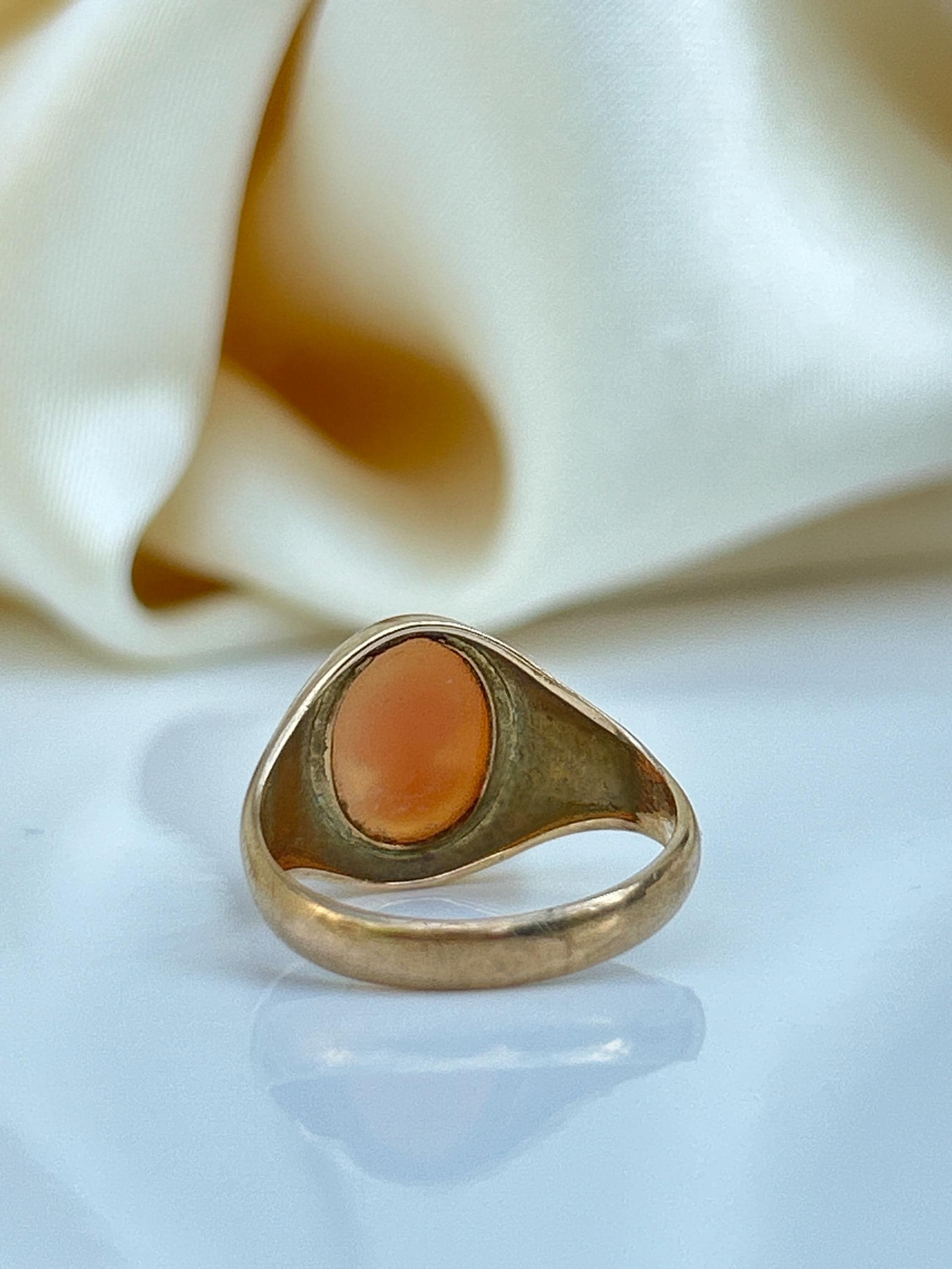 ヴィンテージ 9カラット ゴールド カメオ シグネット リング - Etsy 日本