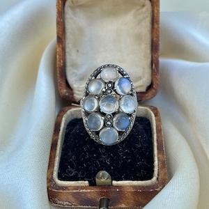 Antique Large Silver and Moonstone Marcasite Ring