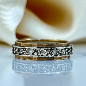 Vintage 9 Karat Gold und Silber Paste Voll Eternity Bandring
