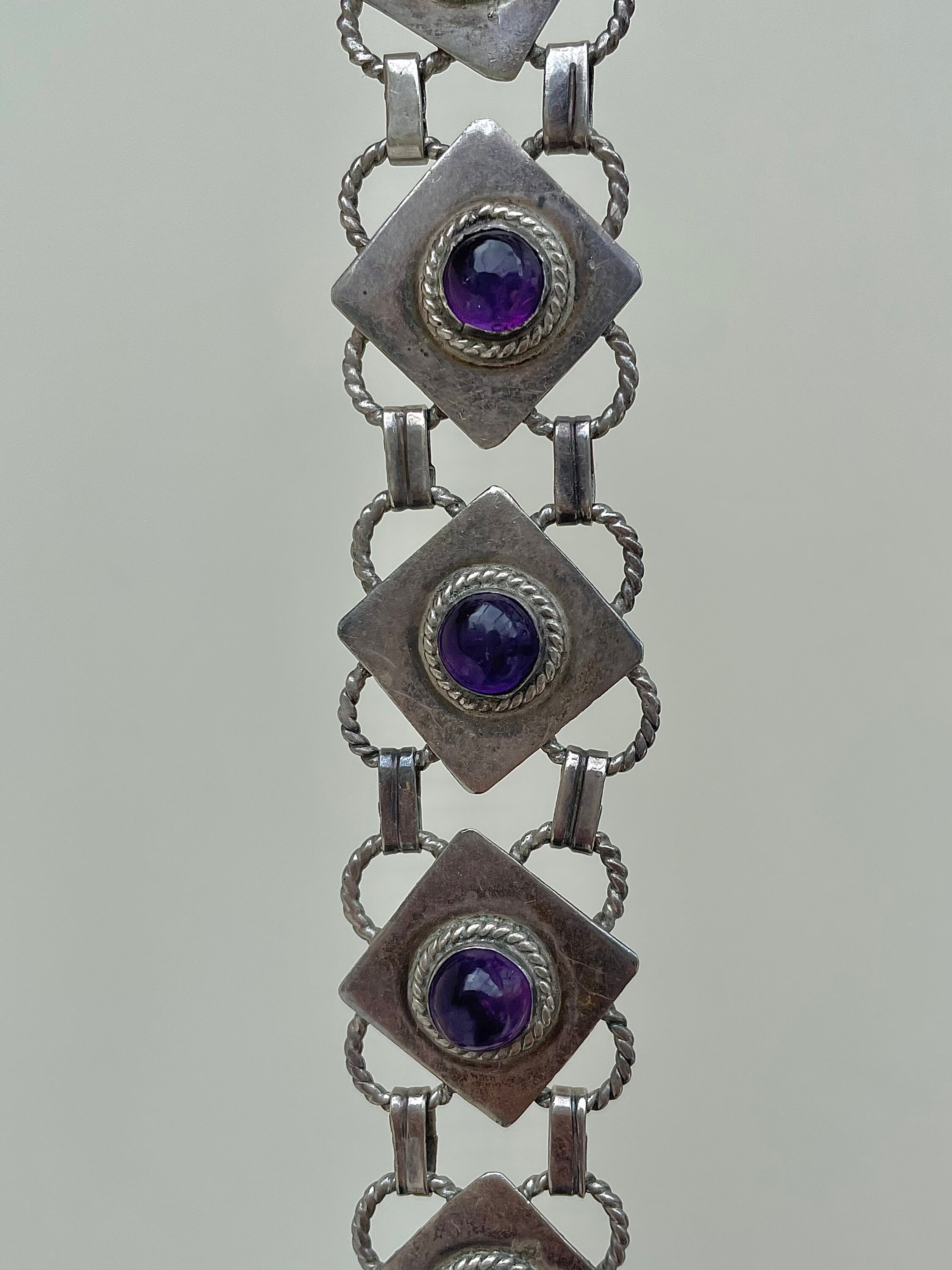 今年の新作から定番まで！ Chunky Mexico Silver Amethyst Bracelet - Etsy アクセサリー