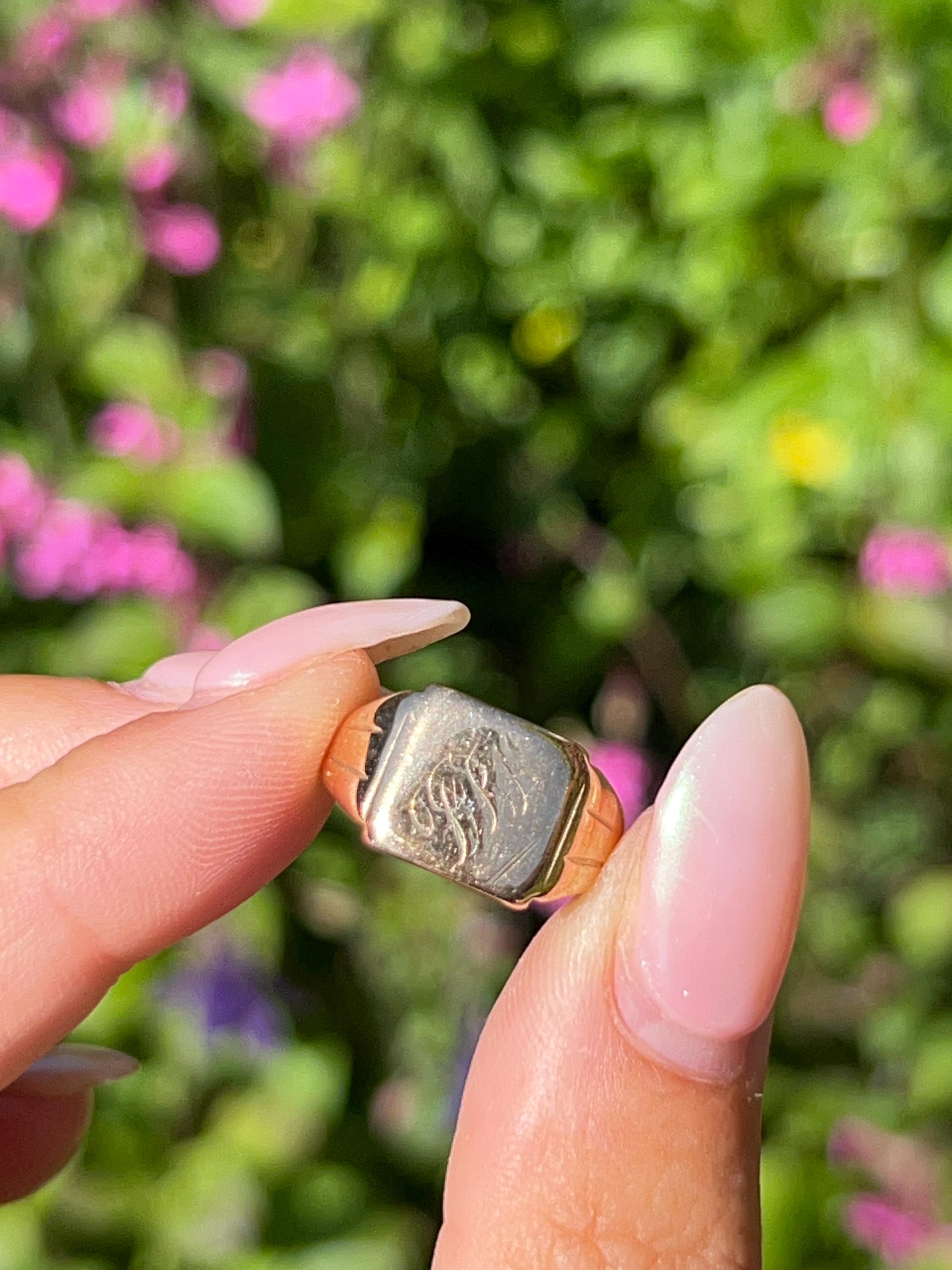 Vintage 9ct Gold Signet Ring - Etsy