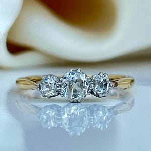 18ct Yellow Gold and Platinum Diamond 3 Stone Ring