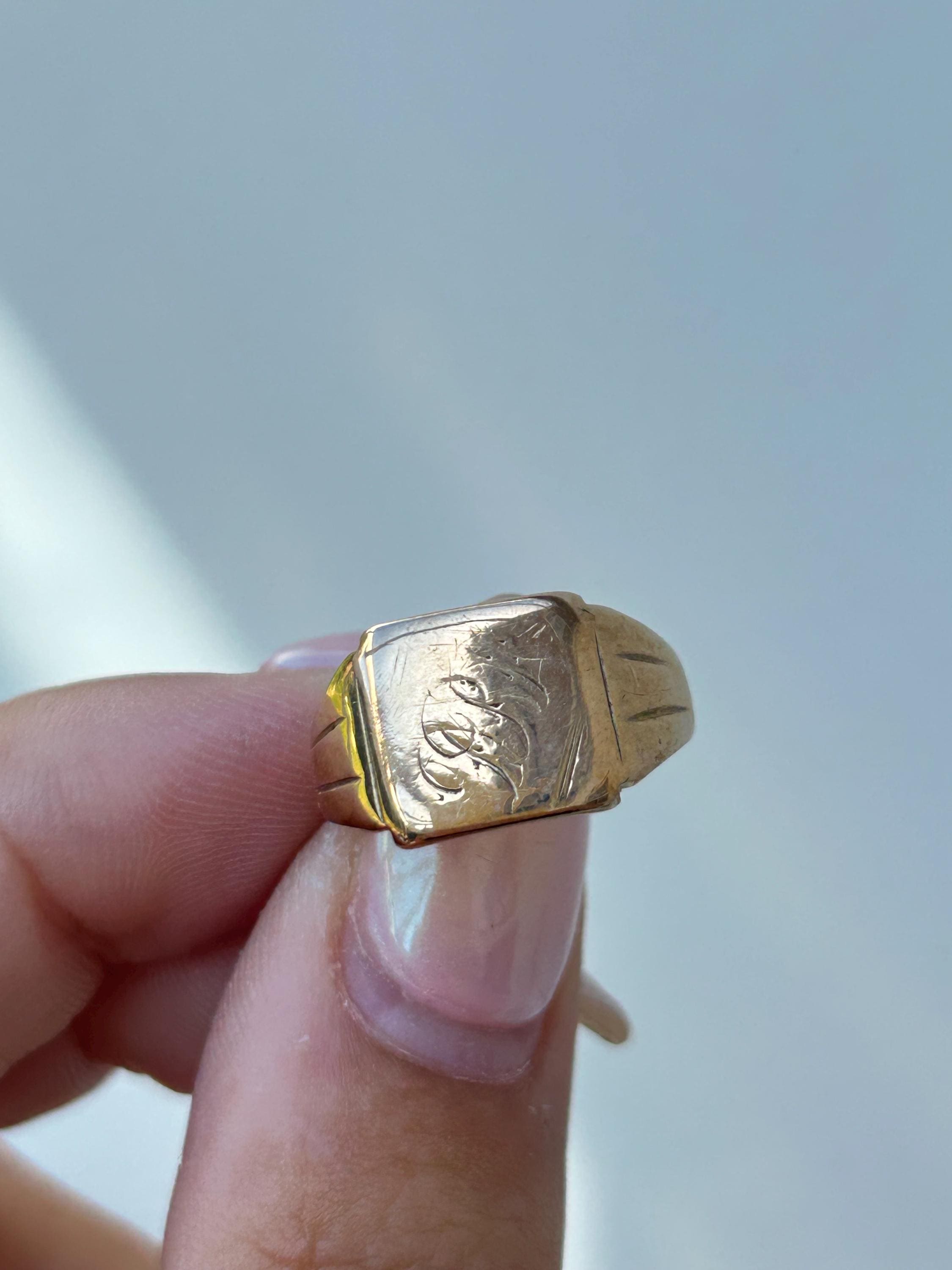 Vintage 9ct Gold Signet Ring - Etsy