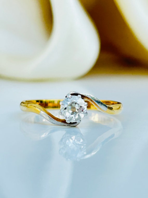 Antique 18ct Yellow Gold 50pt Diamond Twist Engagement Ring - Etsy