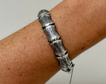 Vintage Silver Bamboo Bangle Bracelet - Etsy Vintage Silver Bamboo Bangle Bracelet - Etsy