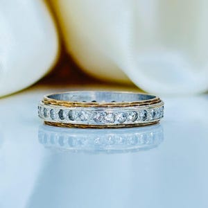 Vintage 9 Karat Gelbgold und Silber Paste Voll Eternity Ring Band