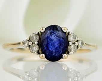 ON HOLDVintage Sapphire & Diamond Cluster Ring - Engagement