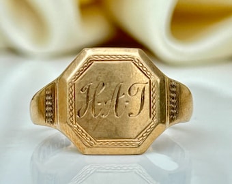 Dikke vintage 9ct gouden HAJ zegelring