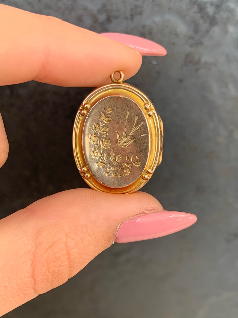 Vintage Sweet 9ct Gold Bird Locket Pendant Etsy