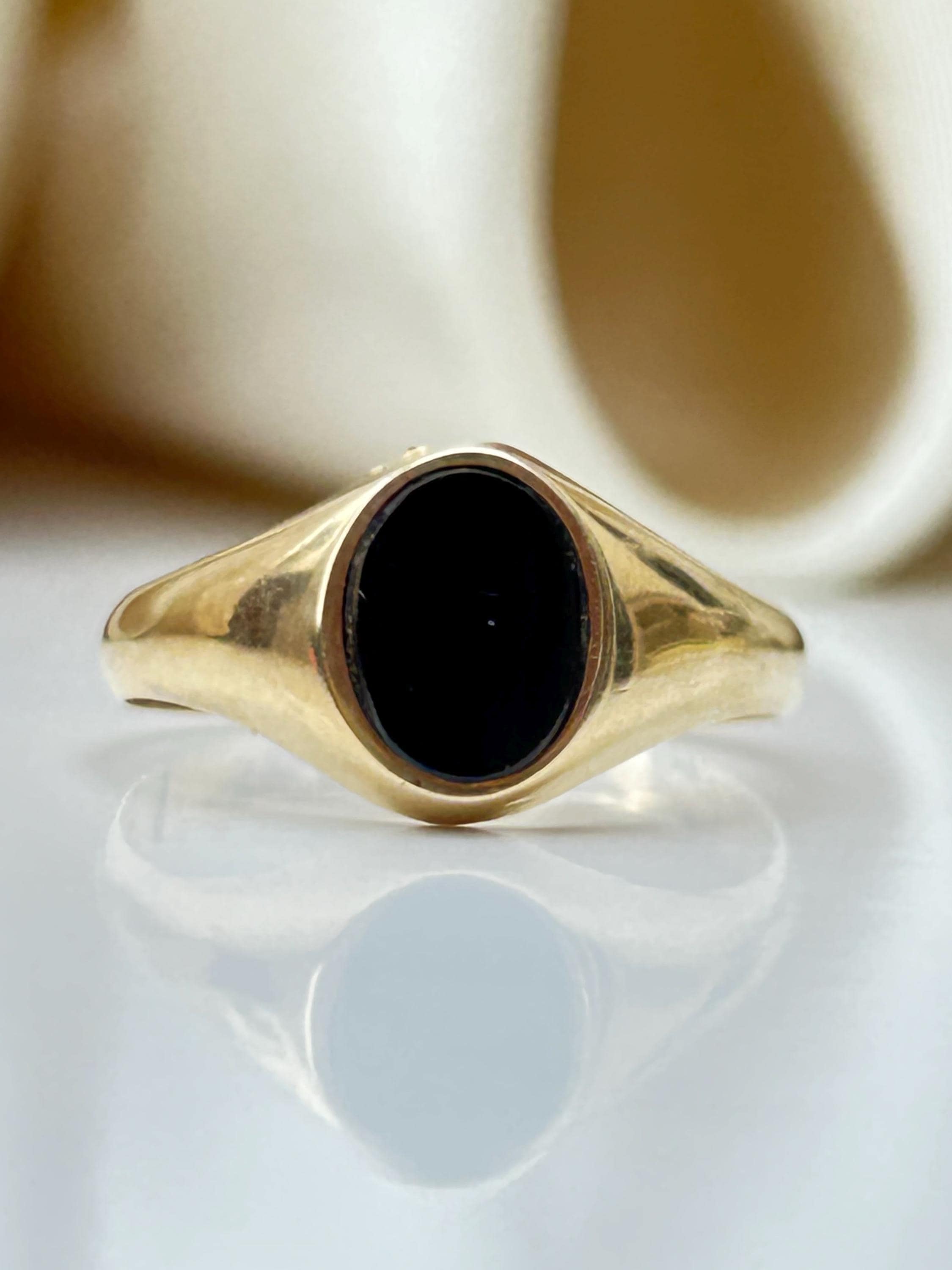 ヴィンテージ 9ct ゴールド オニキス シグネット リング - Etsy 日本