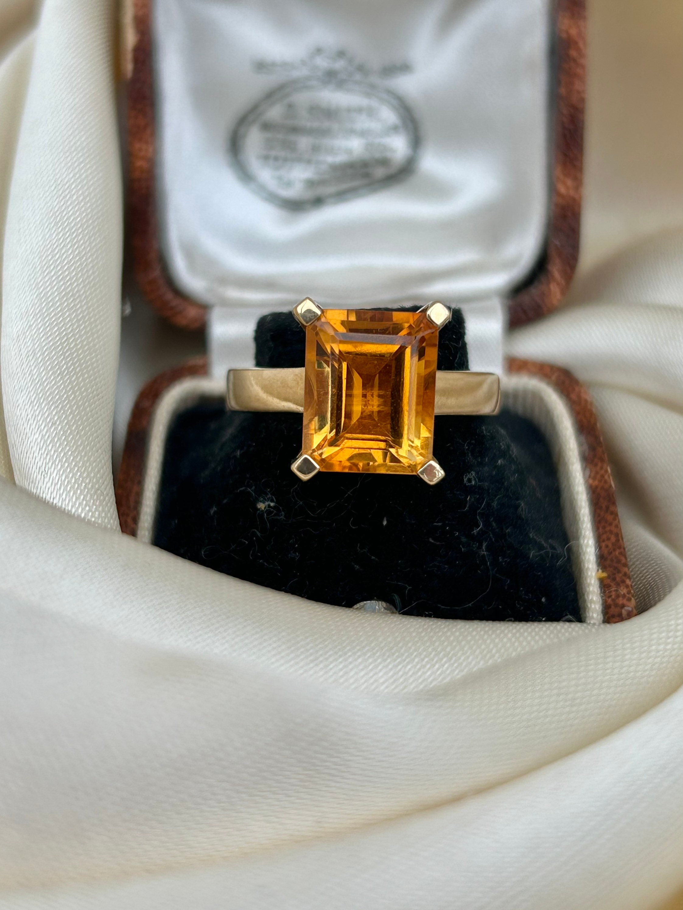 Chunky Vintage 9ct Yellow Gold Citrine Cocktail Ring Etsy Sweden
