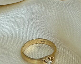 Bague Antique Belcher En Or Jaune 18 Carats Avec Diamant | Taille U 1/2 | Occasion | Style Chunky