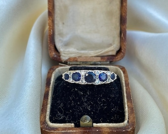 Vintage Sapphire and Diamond 5 Stone Ring in 18ct Yellow Gold