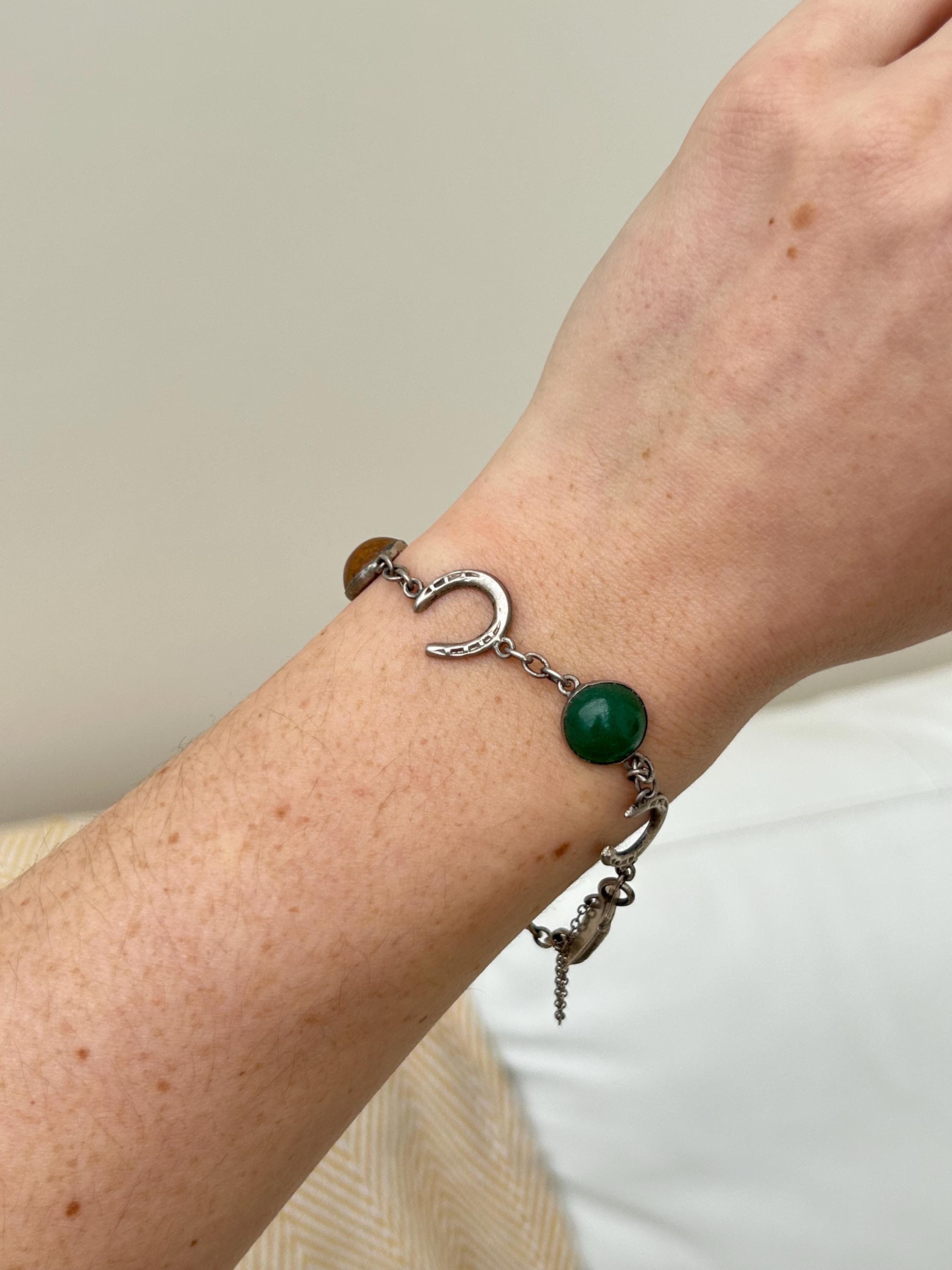ブレスレット BLENDOFF Vintage Silver Horse Shoe Bracelet Surgical Steel Vintage Silver Stone Set Horseshoe Bracelet - Etsy