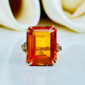 Vintage 9ct Gold Citrine Cocktail Ring