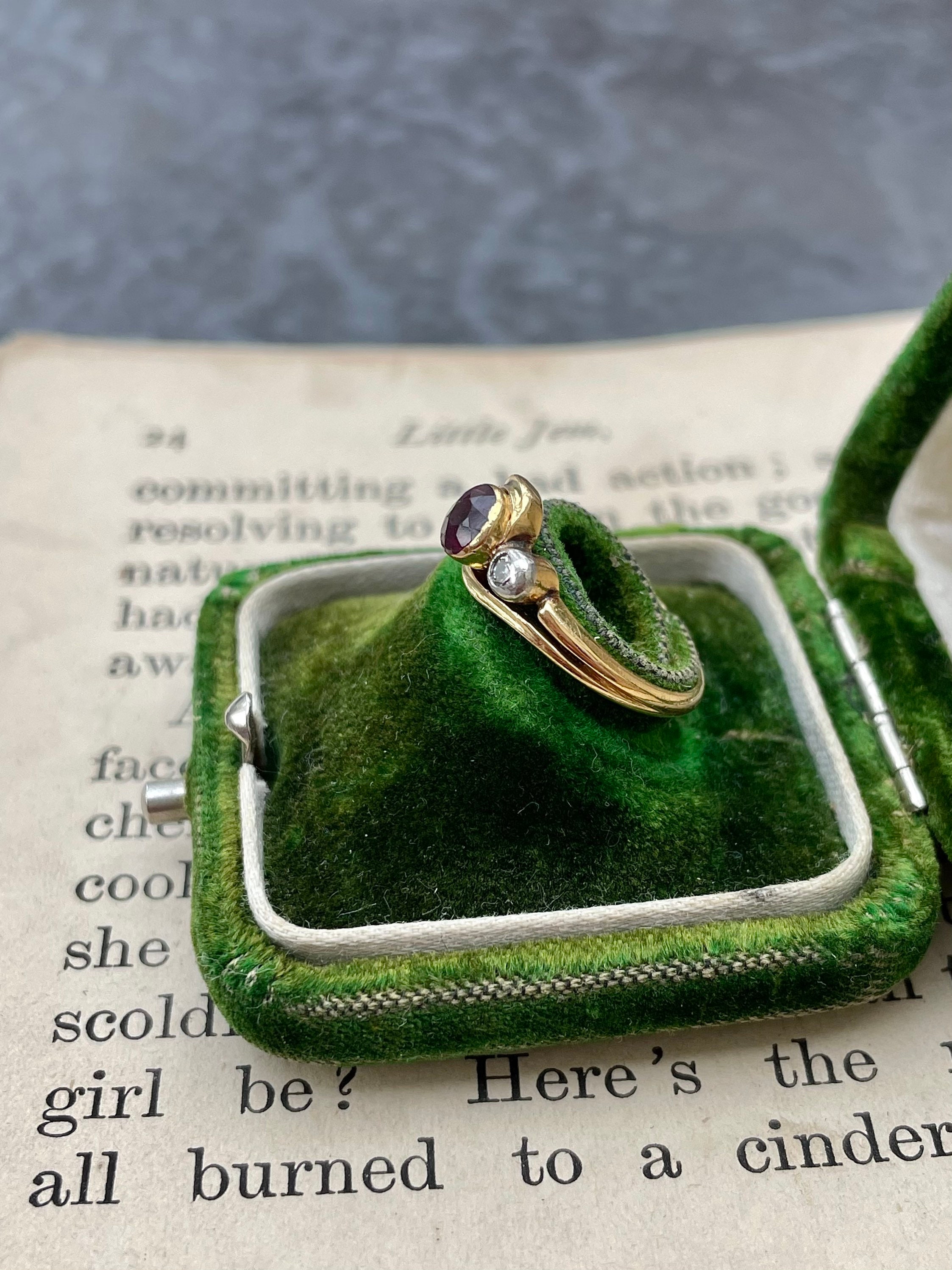 Antique 18ct Yellow Gold Ruby and Diamond Twist Ring - Etsy
